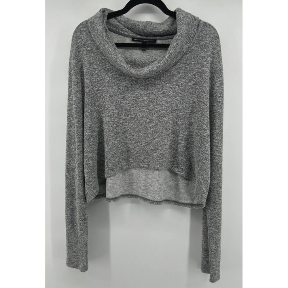 WHBM Grey Shimmer Cropped Cowl Neck Sweater XL Cyber Grunge Goth Oversized